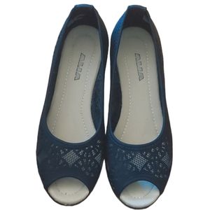 ALIA, Size 6, Black, open toe wedge heel